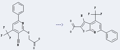 The Thieno[2,3-b]pyridine-2-carboxylicacid, 3-amino-6-phenyl-4-(trifluoromethyl)- could be obtained by the reactant of (3-cyano-6-phenyl-4-trifluoromethyl-pyridin-2-ylsulfanyl)-acetic acid